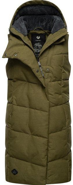 Ragwear Steppweste Pavla Vest stylische Winterweste mit Teddyfutter und Kapuze
