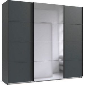 Wimex Schwebetürenschrank Jork Kleiderschrank mit Spiegel, schwarze Metallgriffe Schrank in verschiedenen Größen und Innenausstattungsvarianten