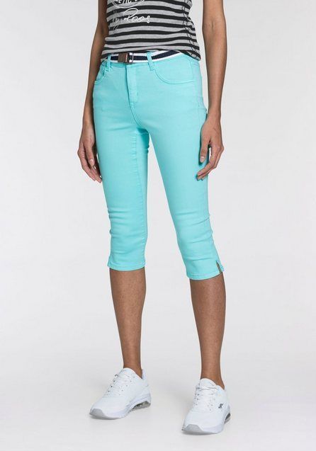KangaROOS Caprijeans CAPRI-JEANS mit Gürtel (Set, mit abnehmbarem Gürtel) Skinny Fit, mit Schlitz, normale Leibhöhe