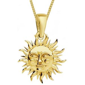 Goldene Hufeisen Goldkette Sonne Kette Anhänger 925 Sterling Silber Gold vergoldet, Damen Schmuck-Set