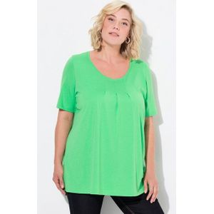 Ulla Popken T-Shirt T-Shirt Zierfalten A-Linie Rundhals Halbarm Modal