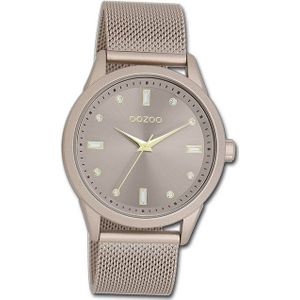 OOZOO Quarzuhr Oozoo Damen Armbanduhr Vintage Series, (Analoguhr), Damenuhr Metallarmband taupe, braun, rundes Gehäuse, groß (ca. 40mm)