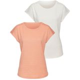 Vivance Kurzarmshirt mit dekorativem Häkeleinsatz (2er-Pack) aus bügelfreier Crêpe-Qualität