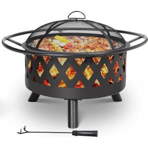 TLGREEN Feuerschale, (BBQ Feuerstelle Outdoor, Retro-Look Fire Pit, Ø 76cm Feuerkorb, Multifunktional Feuerkorb)