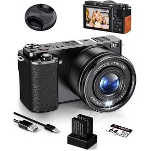 HT Digitalkamera 4K 64MP mit CMOS Sensor & 12X optischem Zoom Kompaktkamera (64 MP, 12x opt. Zoom, WLAN (Wi-Fi), Kamera Fotokamera mit 2,8" display, HDMI-Anschluss, 2 Akkus)