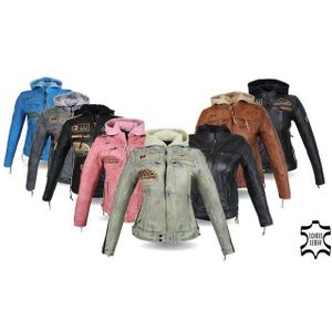 Alpha Speeds Motorradjacke - /Freizeit Damen Lammlederjacke Bikerjacke Highway 11 (mit einer abnehmbaren Kapuze) aus weichem Lammleder, inklusive einsetzbarer Protektoren
