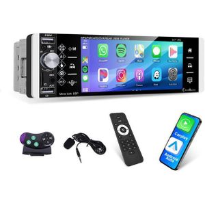 Hikity 1 Din 5.1'' HD Touchscreen Universal Mp5 mit drahtlosem carplay/auto Autoradio (FM/AM/RDS-Radio, Buletooth)