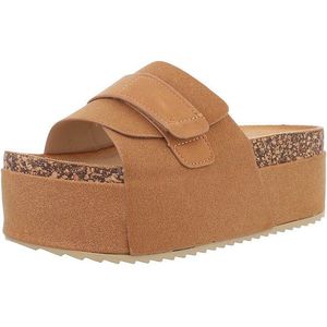 Ital-Design Bequeme Plattformsandalen für den Sommer Plateausandaletten (89319272) Flach Pantoletten in Camel