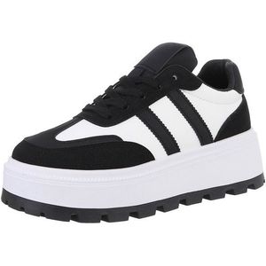 Ital-Design Damen Low-Top Freizeit Sneaker (88671777) Keilabsatz/Wedge Sneakers Low in Schwarz