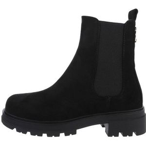 Ital-Design Damen Chelsea Freizeit Plateaustiefelette (85303579) Blockabsatz Chelsea Boots in Schwarz