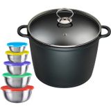 KING Suppentopf, Aluminiumguss (Set, 12-tlg), Kochtopf 7 LØ24cm+Glasdeckel, Induktion, Keramikbeschichtung »Fusion«