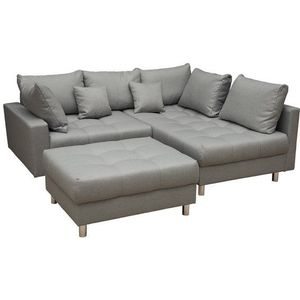 riess-ambiente Ecksofa KENT 220cm grau, Set 2 Teile, Wohnzimmer · Couch · Stoff-Bezug · Federkern · inkl. Hocker · Design