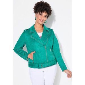 MIAMODA Sommerjacke Bikerjacke Veloursleder-Optik Revrskragen