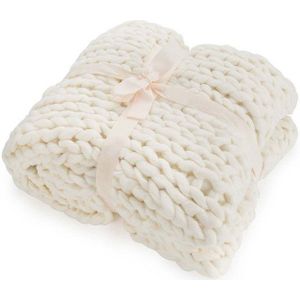 Feluna Tagesdecke Grob gestrickte Kuscheldecke, Grobstrick Überwurf Wolldecke Strickdecke
