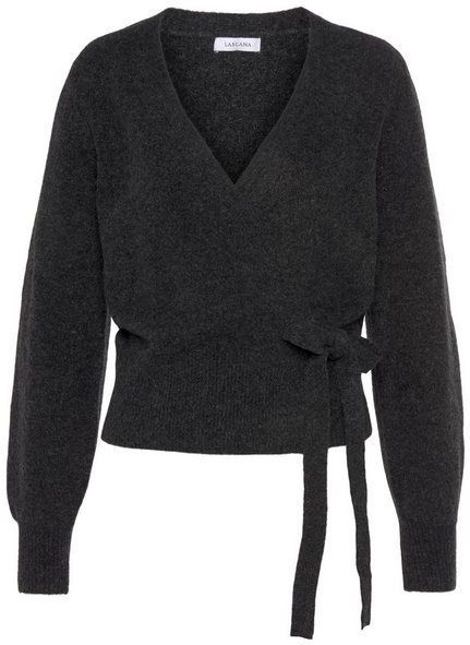 LASCANA Wickelstrickjacke mit breitem Rippbündchen, Loungewear