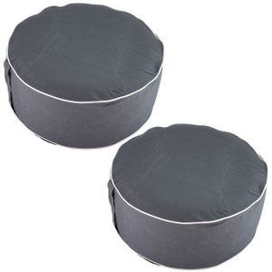 HAC24 Pouf Aufblasbarer Pouf Sitzhocker Outdoor Sitzpouf Sitzsack Grau Sitzkissen (Set, 2-St), 54 x 26 cm