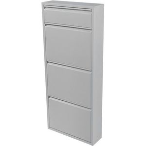 en.casa Schuhschrank »Sokndal« mit 3+1 Klappen Metall Weiß