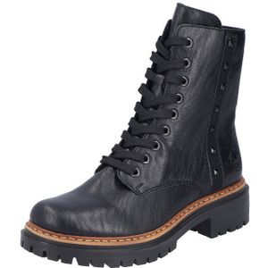 Rieker Schnürstiefelette, Schnürboots, Blockabsatz, Innenreißverschluss und Nietenverzierung