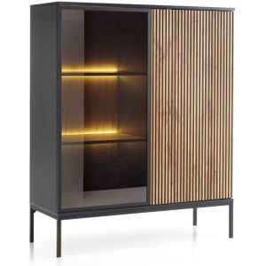 Feldmann-Wohnen Vitrine Sento (Sento, 1-St., Vitrine) 104x39x126cm schwarz / Wotan Eiche MDF