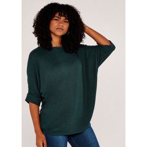 Apricot Rundhalsshirt Longshirt, (1-tlg) mit Fledermausärmeln
