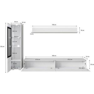 INOSIGN Wohnwand VERA I, Vitrinen Türanschlag links/rechts wechselbar, (Komplett-Set, 3-St), Vitrine mit Verglasung, stehend und hängend, Türanschlag wechselbar