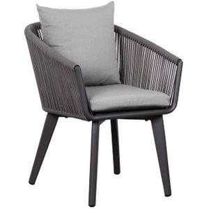 MR.DEKO Gartenstuhl Cadiz Rope mit Kissen light grey