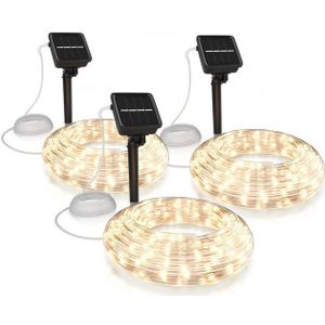 BEARWARE LED-Lichterkette, Solar 10m warmweiß, Innen & Außen, Solarpanel mit Akku, 100 Leds, IP44