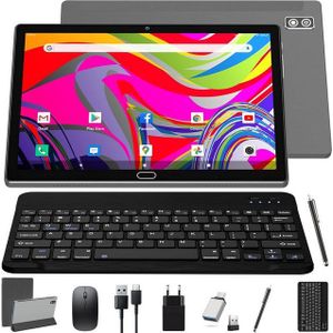 KADYBE Android 13 Tablet 2-in-1 Mit 2 SIM Slots 1 SD Octa-Core Tablet (10", 64 GB, Android 13, 4G LTE, mit Tastatur Maus Schutzhülle,1080 LCD,5MP+13MP,WiFi GPS OTG-Typ C)