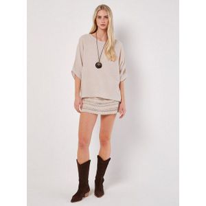 Apricot Funktionstop Tetra Waffle Batwing Necklace Top, (1-tlg) mit Fledermausärmeln
