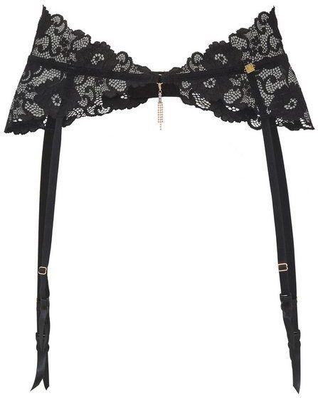 JETTE Strapsgürtel, aus floraler Spitze mit extravagantem Glitzeraccessoire, sexy Dessous