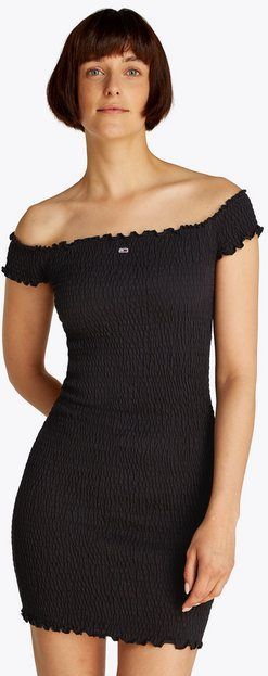 Tommy Jeans Jerseykleid TJW SMOCK BODYCON DRESS in Smok-Optik