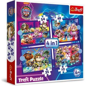 Trefl Puzzle 4 in 1 Puzzle MIGHTY MOVIE von PAW Patrol, von 35 bis 70 Teilen, 4 Set, Puzzleteile