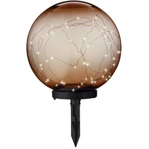 MARELIDA LED Solarleuchte LED Solar Kugel Tisch Gartenleuchte Drahtlichterkette bernstein 30cm