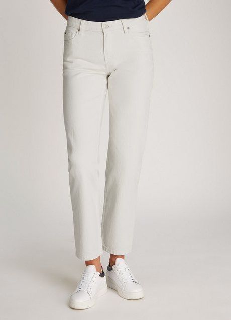 Tommy Hilfiger Straight-Jeans CLASSIC STRAIGHT RW ECRU mit Logo-Badge, in Knöchellänge
