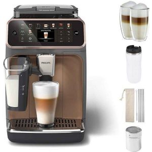 Philips Kaffeevollautomat EP5544/80 5500 Series, 20 Kaffeespezialitäten (heiß oder eisgekühlt), LatteGo-Milchsystem, SilentBrew Technologie, Grau/Kupfer