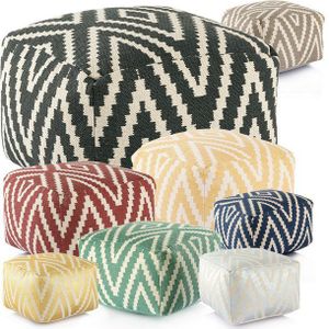 Amagohome Bodenkissen Kelim Sitzwürfel 50x50 H35cm Pouf Fußhocker Sitzhocker Bodenkissen Fuß