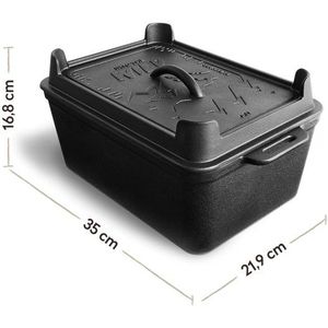 BURNHARD Grilltopf, Gusseisen, Kastenform 6,5 l, inkl. Rosteinsatz aus Edelstahl