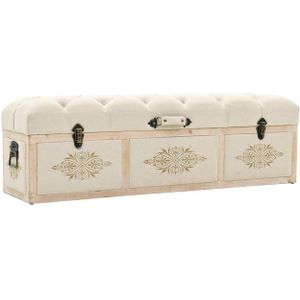 vidaXL Sitzbank Sitzbank mit Stauraum 110 cm Creme Massivholz Tanne und Stoff