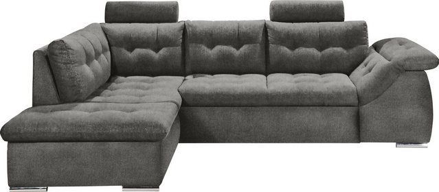 ED EXCITING DESIGN Ecksofa Oman L-Form, mit Bettfunktion, Bettkasten, Armteilverstellung, Kopfstützen