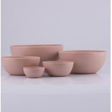 Kommenset Bamboemelamine Roze 5 delig D29,5-25-20-15-10 cm