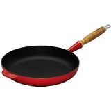 Koekenpan Gietijzer met houten handvat Rood 28 cm