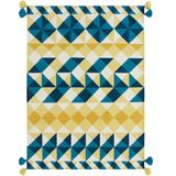 Mosaiek kilim Wollen Vloerkleed geel