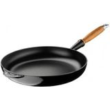 Koekenpan Gietijzer met houten handvat Zwart 28 cm