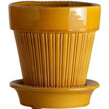 Simona Bloempot met schotel Glazed Yellow Amber 14 cm
