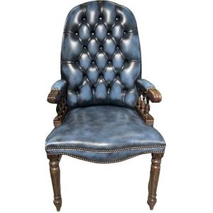 Stoere Engelse Springvale Chesterfield Fauteuil Model Library Jeans Blauw