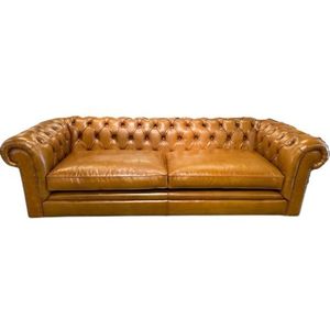 Chesterfield - 3-Zitsbank - 240 x 71 x 100 cm - Bruin/Bronskleurig - Tweedehands - Reliving