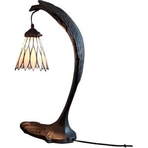 French Art Deco Bird Lamp With Tiffany Dome