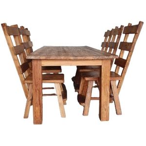 Olm Wood Brutalist Wabi Sabi Dining Set / 6 Chairs / Table.