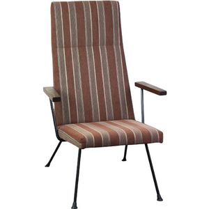 Gispen - Fauteuil - 63 x 103 x 80 cm - Teakhout - Zwart/Bruin/Grijs - Tweedehands - Tweedehands - Reliving