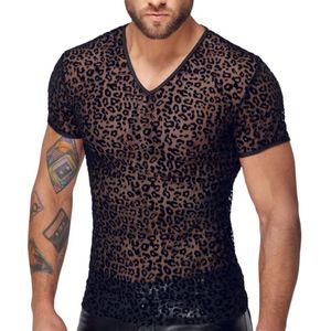 Shirt aus Powernet mit Leo-Samtflockprint